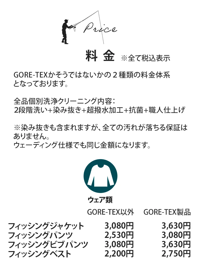 料金表　ウェア